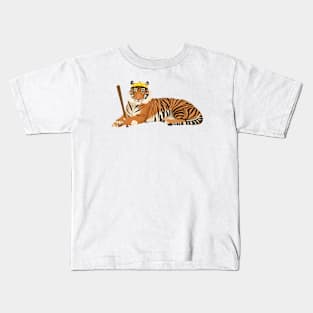 Baseball Tiger Yellow Kids T-Shirt